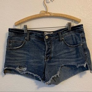 FREE PEOPLE WOMENS SHORTS DENIM JEANS DISTRESSED CUTOFF SIZE 29 BOHO